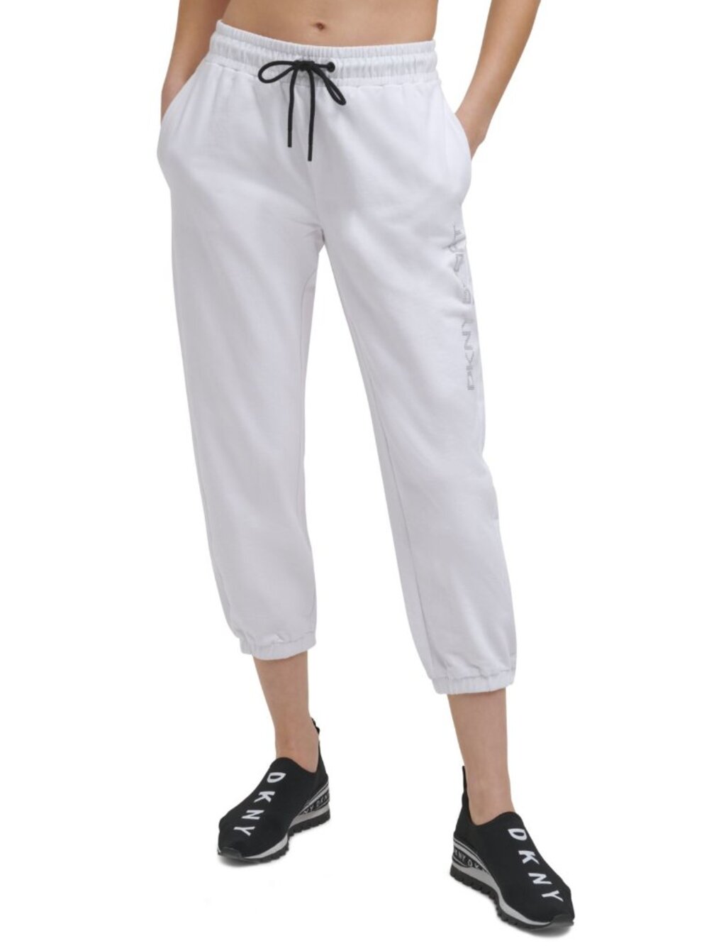 DKNY Womens Activewear Cotton Embellished Logo Jogger Pants